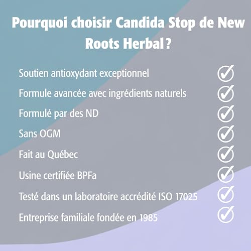 New Roots Herbal - Candida Stop, 90 gélules végétales - Supplément de nettoyage de la candidose - Favorise la santé digestive, améliore les affections cutanées, soutient la santé cérébrale et réduit les envies de sucre