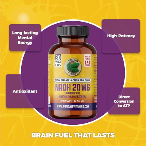 Pure Lab Vitamins - Nicotinamide Adénine Dinucléotide (NAD) + Hydrogène (H) Supplément - 20 MG