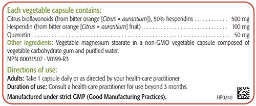 New Roots Herbal Bioflavonoïdes d'agrumes avec hespéridine et quercétine, 90 capsules végétales, approvisionnement de 3 mois, favorise la circulation, la vitalité, la santé de la peau et un aspect radieux, sans OGM, aide à réduire les ecchymoses