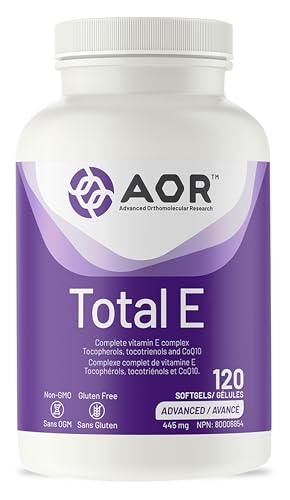AOR Total E 445 mg, 60 gélules – Cure de 60 jours – Supplément de vitamine E avec tocotriénols et coenzyme Q10 ubiquinol CoQ10 – Soutien cardiovasculaire et antioxydant – Vitamine E8 pour la peau, le visage et les cheveux