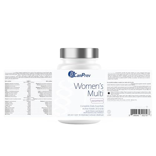 CanPrev Women's Multi 90 v-caps 30-Day Supply - Complete Multivitamin for the Needs of Women - Complete Daily Essential with Active Folate, B12 & B6 - Multivitamin and Mineral - Non-GMO & Gluten-Free
