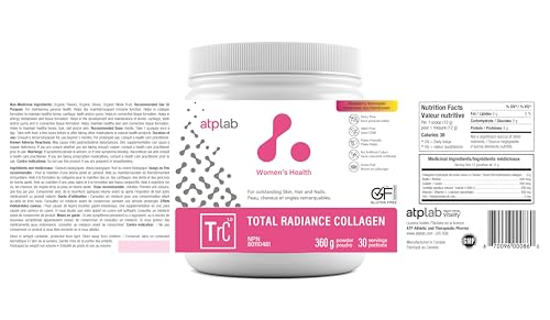 ATP LAB - Total Radiance Collagène 360g - Poudre de protéines de collagène pour femmes - Pour la peau, les cheveux et les ongles - Suppléments de collagène pour femmes
