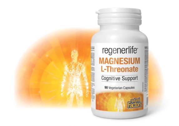 Natural Factors Regenerlife Magnesium L-Threonate, 90 Vegetarian Capsules, Easily Absorbed Form of Magnesium, Supports Cognitive Function