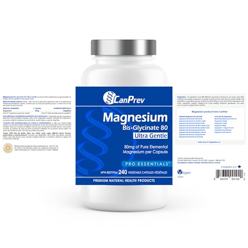 CanPrev Bis-Glycinate de Magnésium 80 Ultra Doux l Soutient la production d'énergie l Os, dents et muscles solides l Favorise la relaxation