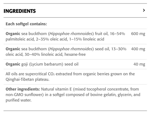 New Roots Herbal - Sea Buckthorn Oil, 30 Softgels 30-Day Supply - A Good Source of Omega‚Äë7 Fatty Acids Fruit & Seed Oil with 40 mg Goji Oil - Promotes Skin Hydration and Elasticity - Gluten-Free