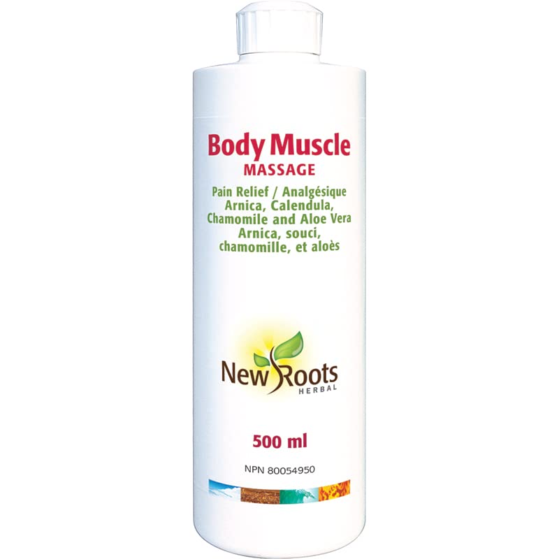 New Roots Herbal Body Muscle Massage Oil, Arnica, Aloe Vera, Vegan, 500 ml