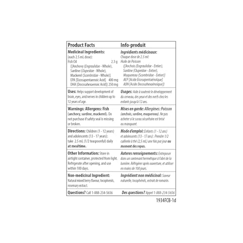 Carlson - Kid's The Very Finest Fish Oil, 800 mg Omega-3s, Liquid Fish Oil Supplement, Norwegian Fish Oil, Wild-Caught, Sustainably Sourced Fish Oil, 200 mL (6.7 Fl Oz)