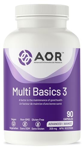AOR - Multi Basics 3 309mg, 90 capsules - Supplément de minéraux essentiels et de multivitamines pour adultes - Multivitamine quotidienne pour hommes et femmes adultes - Multivitamines et multiméraux