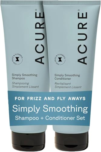 Acure Simply Smoothing Shampoo and Conditioner, Hydrating & Moisturizing for Women & Men, Moisturize Frizzy, Dry, Damaged Hair with Coconut Water, Vegan, Paraben & Sulfate Free