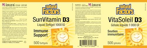 Natural Factors Vitamin D3 1000 IU, Softgels, Immune Support