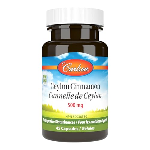 Carlson - Cannelle de Ceylan, Suppléments de Vraie Cannelle, 500 mg, Pilules d'Extrait de Cannelle, Gélules de Cannelle de Ceylan
