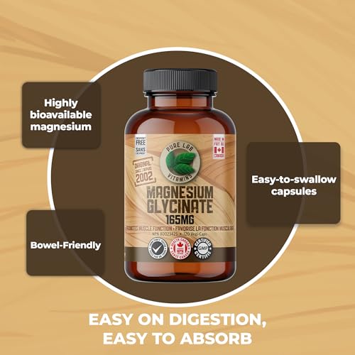 Pure Lab Vitamins | Glycinate de Magnésium 165mg | Vegan, Sans gluten, Sans sucre, Sans soja