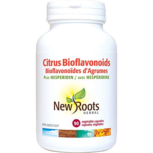New Roots Herbal Bioflavonoïdes d'agrumes avec hespéridine et quercétine, 90 capsules végétales, approvisionnement de 3 mois, favorise la circulation, la vitalité, la santé de la peau et un aspect radieux, sans OGM, aide à réduire les ecchymoses