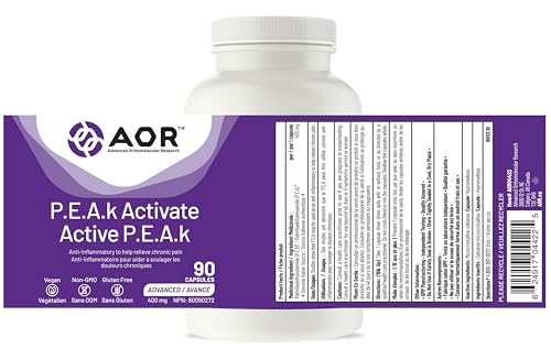 AOR P.E.A.K Activate 400 mg – Supplément de palmitoyléthanolamide (PEA) pour le confort et le bien-être – Sans OGM et végétalien – Supplément de PEA pour un bien-être équilibré et un soutien quotidien