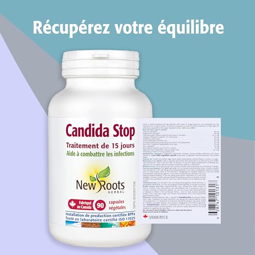 New Roots Herbal - Candida Stop, 90 gélules végétales - Supplément de nettoyage de la candidose - Favorise la santé digestive, améliore les affections cutanées, soutient la santé cérébrale et réduit les envies de sucre