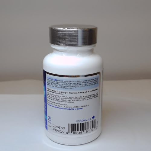 CanPrev D3 & K2 - Huile de coco biologique l Aide à la formation et au maintien de la santé osseuse l Avec vitamine D3 et K2