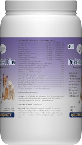 Omega Alpha Probiotic 8 Plus Poudre pour Chiens et Chats, Probiotiques pour Chiens - Soutient la Santé Intestinale, Améliore le Bien-être Digestif, la Santé des Yeux, des Dents et des Gencives, Formulé par des Vétérinaires, Fabriqué au Canada