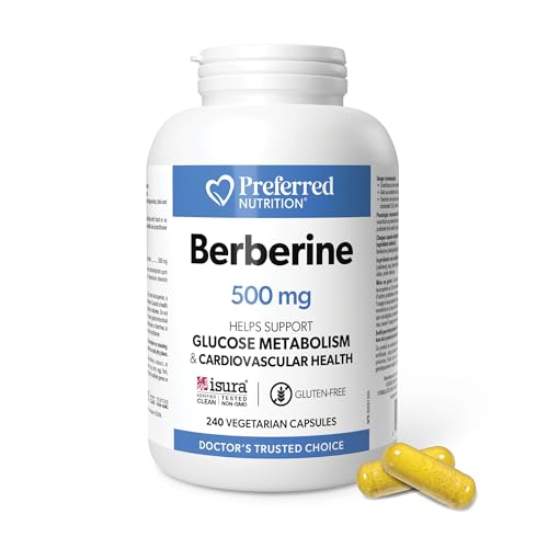 Preferred Nutrition Berberine MAXIMUM POTENCY 1000 mg per Serving (2 caps, 500 mg each), Vegetarian Capsules, Canadian Company