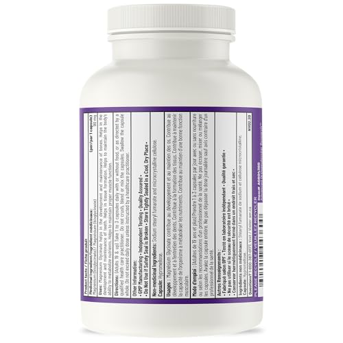 AOR Magnésium Glycinate, 90 mg, Favorise une fonction musculaire et un métabolisme optimaux, Soutien cardiovasculaire, Confort musculaire et cycles menstruels équilibrés, Végétalien et sans OGM