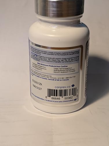 CanPrev Organic Chaga Full Spectrum 60 Veg Caps, 2-Month Supply, Wildcrafted Chaga Mushroom Extract for Daily Wellness, Cellular Protection, Balanced Digestion, Rich in Antioxidant, No GMO, Soy, Dairy