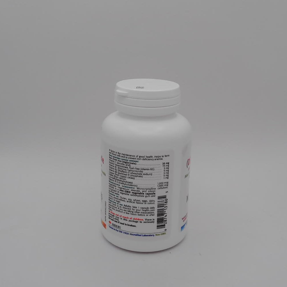 New Roots Herbal Iron Bisglycinate Supplement, 60 Veg Caps, 2 Month Supply