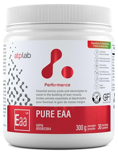 ATP LAB - Pure EAA en Poudre 300g (Saveur Framboise) - Supplément EAA - Poudre d'Acides Aminés Essentiels - Développement Musculaire - Récupération Musculaire