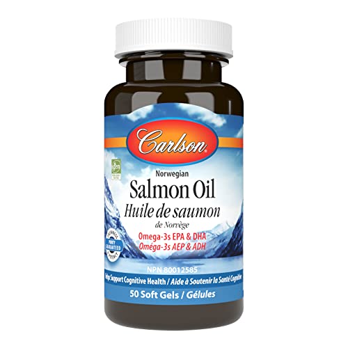 Carlson - Norwegian Salmon Oil, 500 mg Omega-3s, Norwegian Salmon Oil Supplement, Wild Caught Omega 3 Salmon Oil Capsules, Sustainably Sourced
