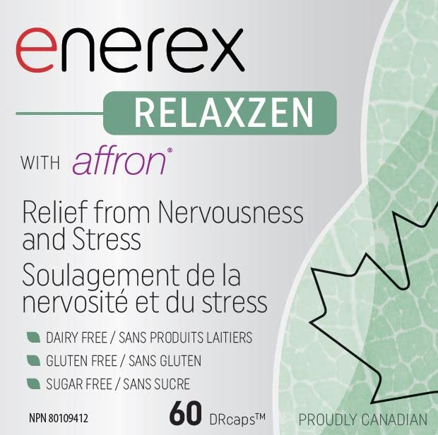ENEREX - RELAXZEN with Affron, 60 Drcaps 30-Day Supply - Enhance Immune Function and Reduce Blood Glucose Levels - Reduce Cortisol, Blood Pressure and Balance Hormonal Glands - Gluten and Dairy-Free