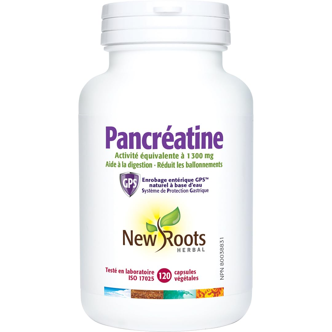 New Roots Herbal Pancreatin Equivalent to 1300 mg Activity, 120 Caps 60-Day
