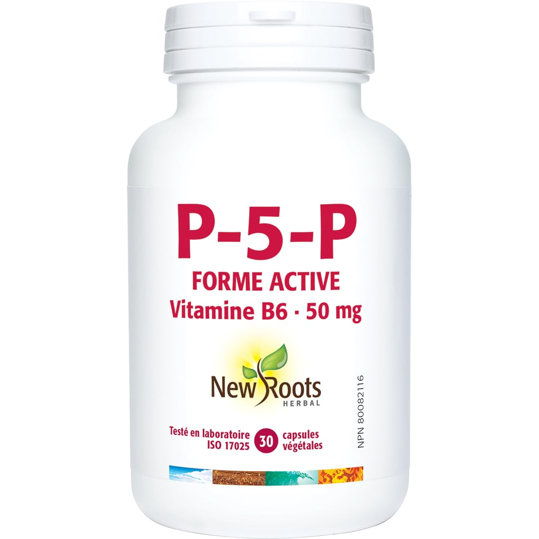 New Roots Herbal P-5-P Vitamin B6 50mg Capsules, Active Form, 30 Day Supply