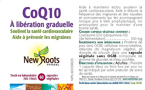 New Roots Herbal CoQ10 Supplement, Coenzyme Q10, 100mg, 60 Capsules