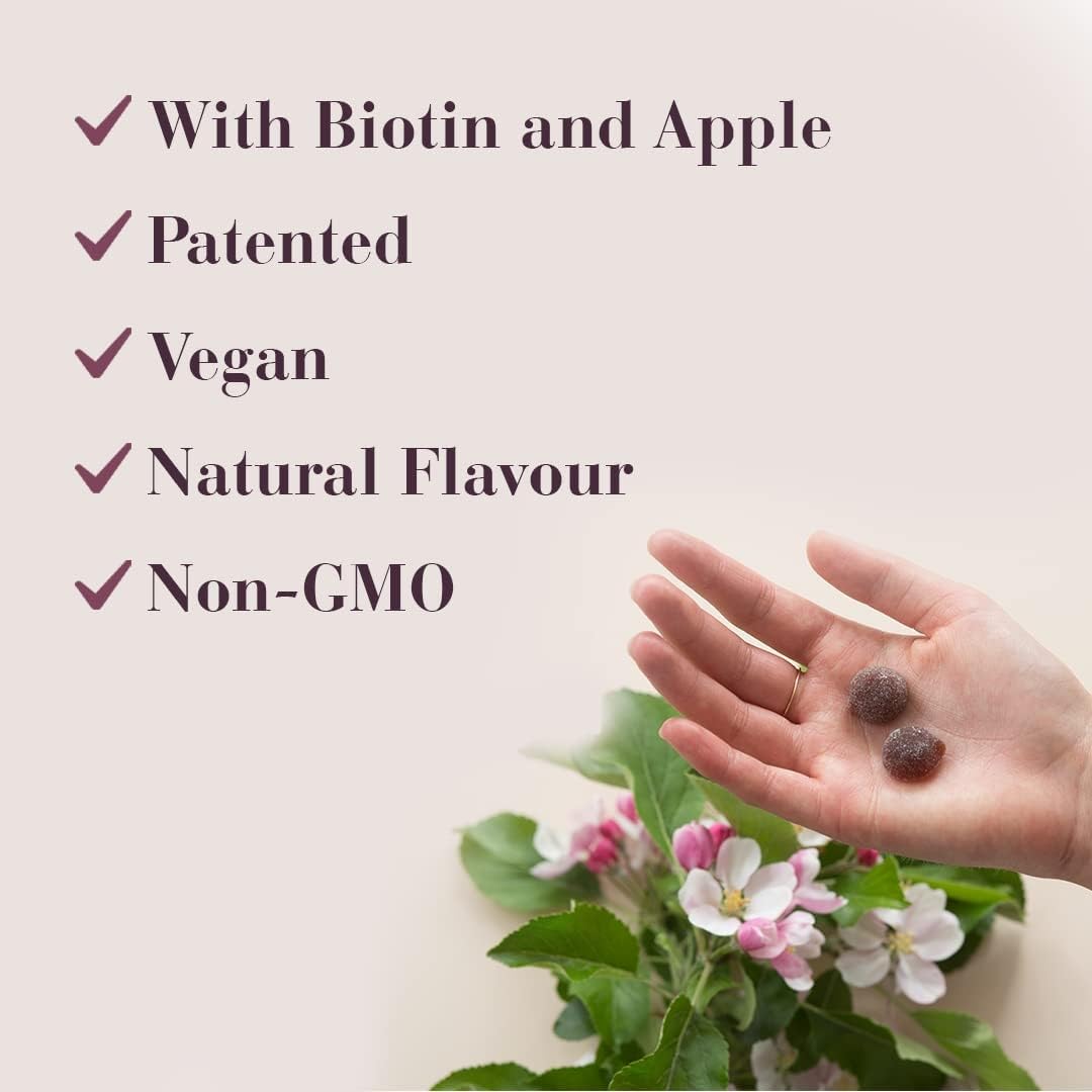 New Nordic Hair Volume Biotin Gummies for Adults, Zinc, Apple, 120 Gummies