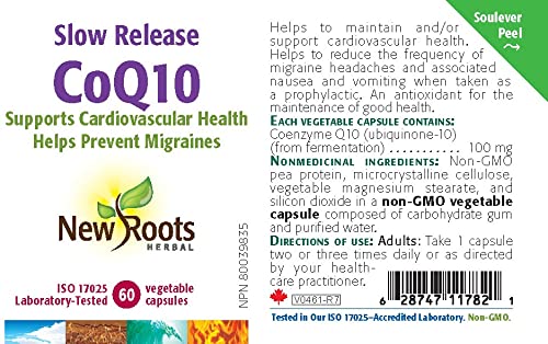 New Roots Herbal CoQ10 Supplement, Coenzyme Q10, 100mg, 60 Capsules