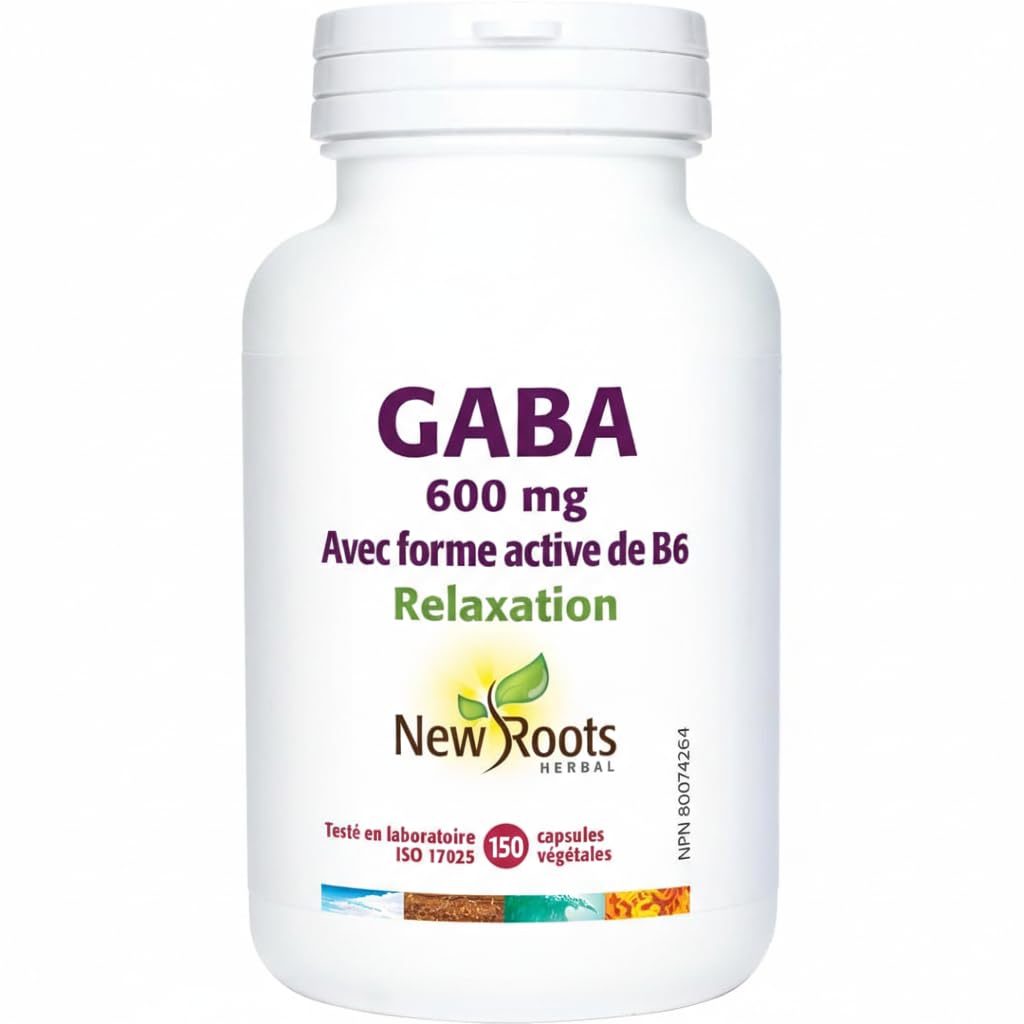 New Roots Herbal GABA Veg Capsules, 600mg, Vitamin B6, 150 Day Supply