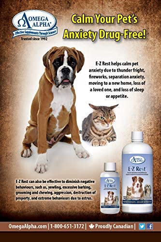 Favorise et Améliore le Comportement Relaxé des Animaux/Tonique Apaisant pour le Stress et l'Anxiété des Animaux - Omega Alpha E-Z Rest - 500ml