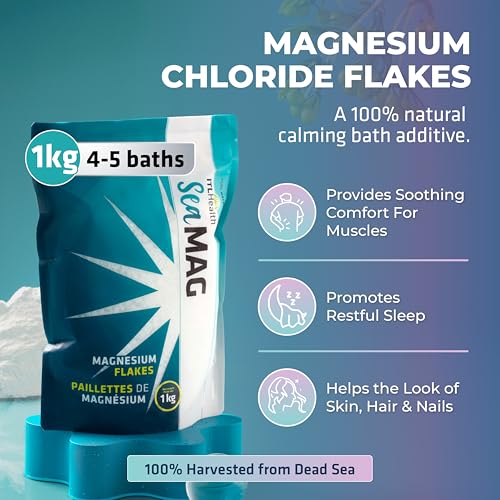 SeaMAG Magnesium Bath Salt, Alternative to Epsom Salt - 100% Pure & Natural Magnesium Flakes from The Dead Sea | High Absorption Flakes for Relaxation & Wellness