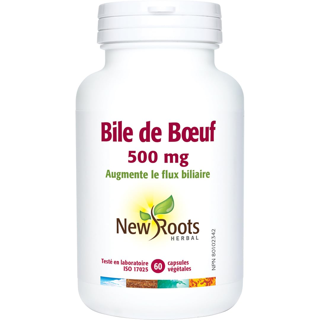 New Roots Herbal Ox Bile, 500 mg, 45% Cholic Acid, Bile Salts, 60 Capsules