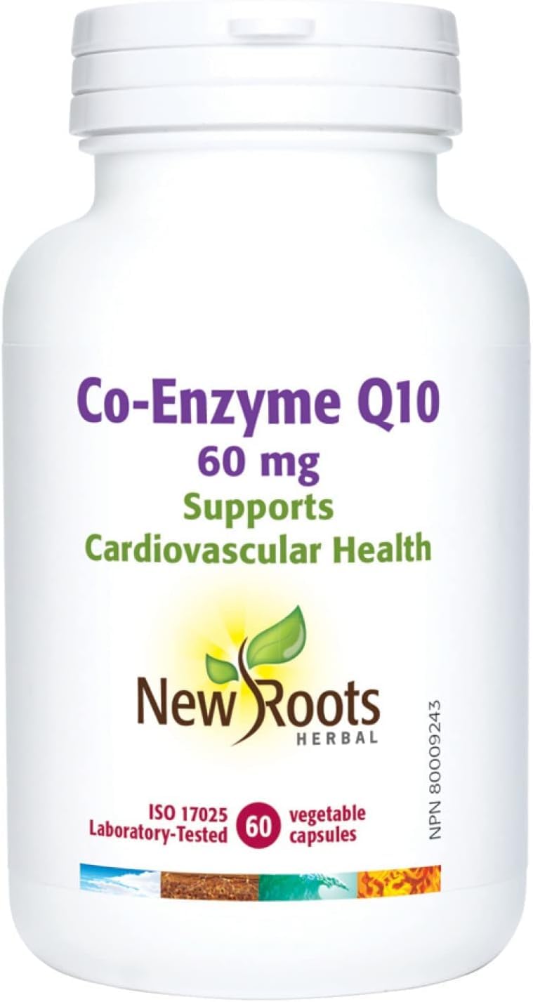New Roots Herbal CoQ10 60 mg Capsules, Non GMO, Gluten Free, 60 Day Supply