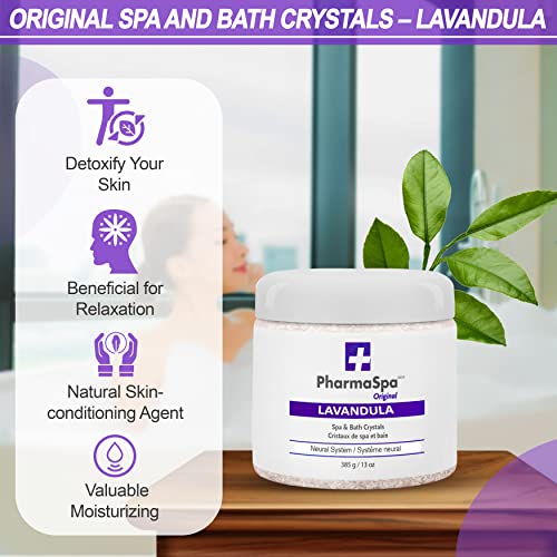 Pharmaspa Original : Cristaux de spa et de bain aux extraits entièrement naturels – 385 g/13 oz – Sel de bain d'Epsom pour l'aromathérapie et la relaxation dans les spas – Sans gluten, sans parabènes, sans cruauté