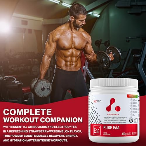 ATP LAB - Pure EAA Powder 300g (Raspberry Flavour) - EAA Supplement - Essential Amino Acid Powder - Muscle Building - Muscle Recovery