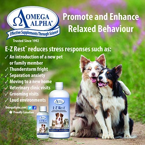 Favorise et Améliore le Comportement Relaxé des Animaux/Tonique Apaisant pour le Stress et l'Anxiété des Animaux - Omega Alpha E-Z Rest - 500ml