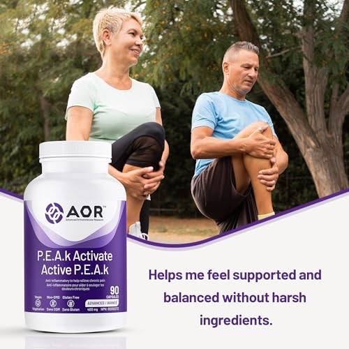 AOR P.E.A.K Activate 400 mg – Supplément de palmitoyléthanolamide (PEA) pour le confort et le bien-être – Sans OGM et végétalien – Supplément de PEA pour un bien-être équilibré et un soutien quotidien