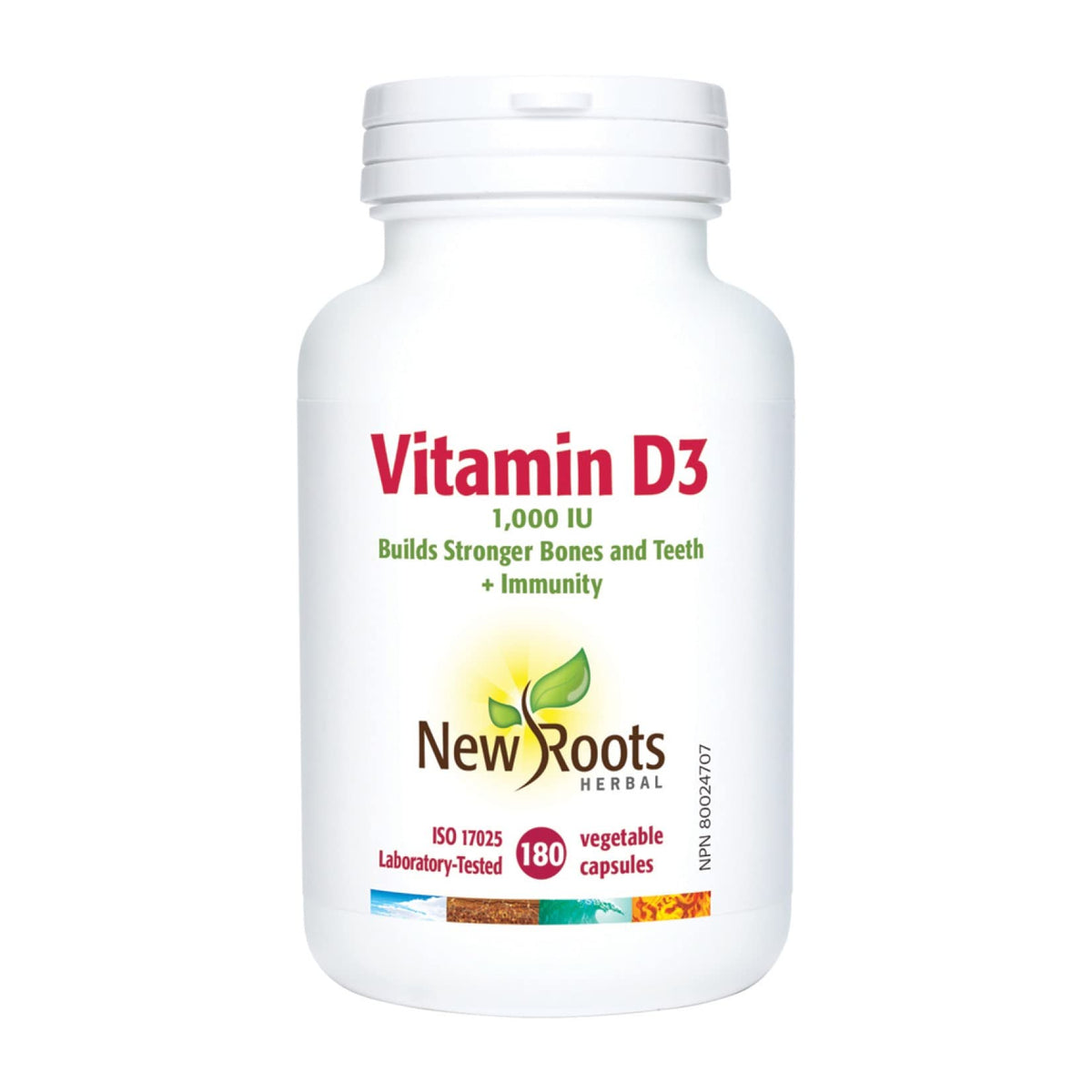 New Roots Herbal Vitamin D3 Capsules, 1,000 IU, 180 Capsules, 6+ Months