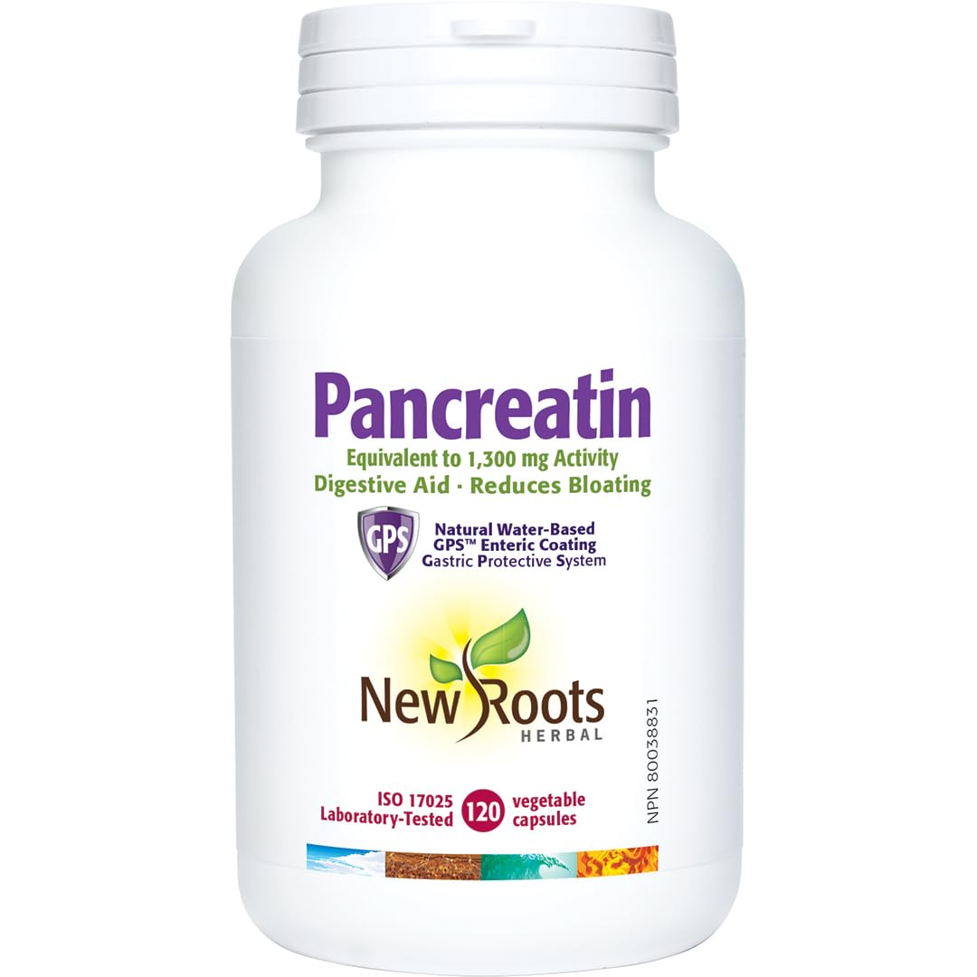 New Roots Herbal Pancreatin Equivalent to 1300 mg Activity, 120 Caps 60-Day