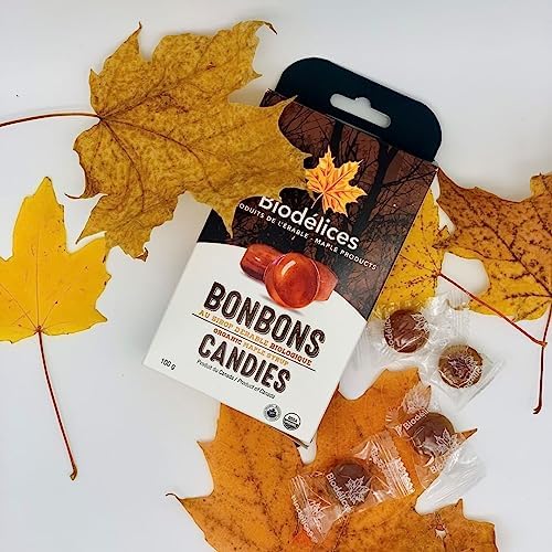 Biodélices Organic Canadian Maple Candy, Individually Wrapped, Quebec, 100g