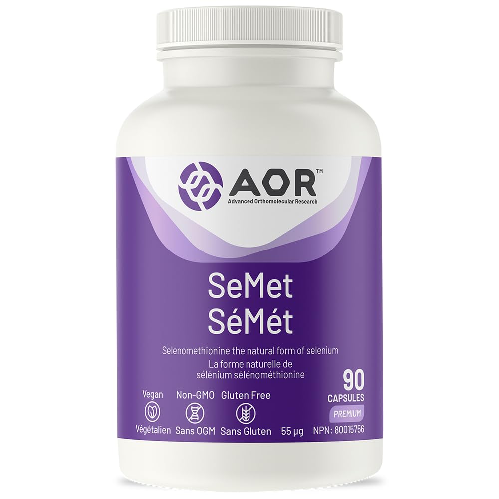 AOR Selenomethionine 55 mcg Selenium Supplement, Vegan Formula, 90 Capsules