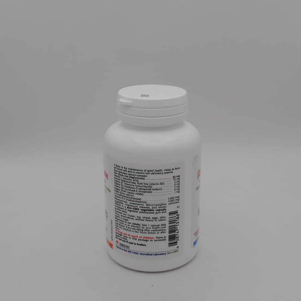 New Roots Herbal Iron Bisglycinate Supplement, 60 Veg Caps, 2 Month Supply