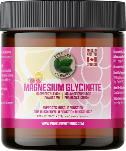 Pure Lab Vitamins Mélange en poudre de glycinate de magnésium framboise-citron