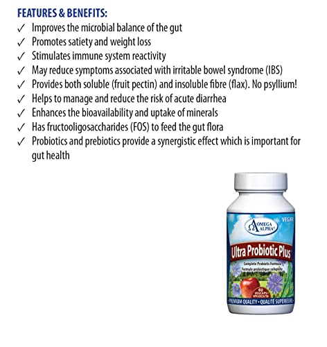 Ultra Probiotic Plus, 60 Vcapsules, Omega Alpha-Pack Option