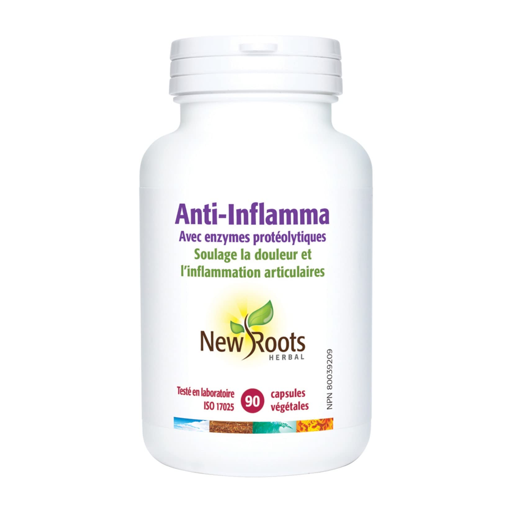 New Roots Herbal Anti-Inflamma Enzymes Protéolytiques, Supplément pour le soutien des articulations avec Curcumine de Curcuma et Bromélaïne, Favorise la flexibilité et le confort, 90 capsules végétales